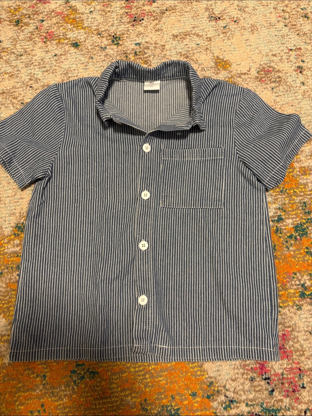 Wynken Short-Sleeve Button-Up Shirt for Kids - Blue